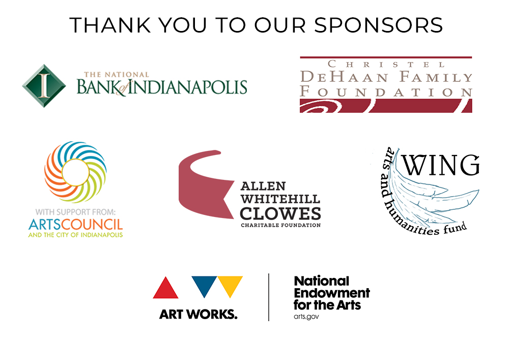 Graphic image of Candlelight Theatre sponsor logos, including the Bank of Indianapolis, DeHaan Family Foundation, Artscouncil, and National endowment for the arts.