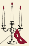 image of a candelabra and mask, representing candlelight theatre.